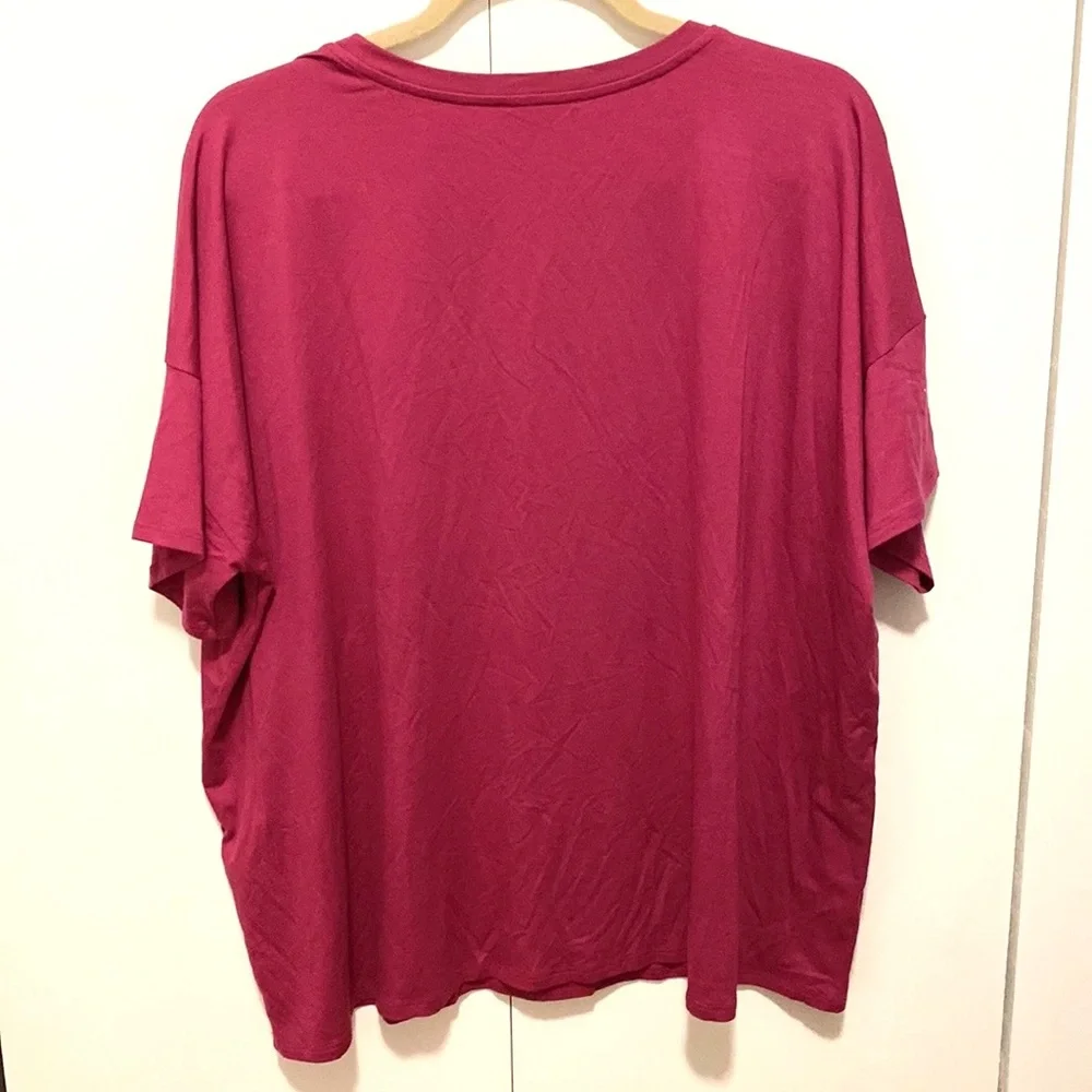 NWT Eileen Fisher crew neck boxy tee berry - Picture 5 of 11